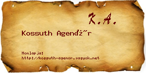 Kossuth Agenór névjegykártya